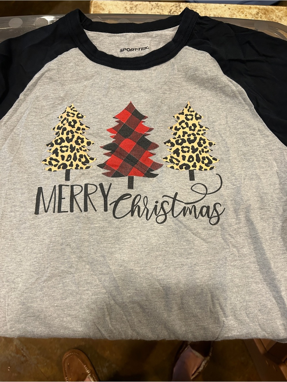 Sport-Tek Black & Gray 'Merry Christmas' Raglan Tree Tee